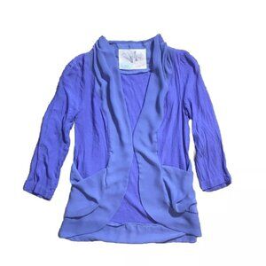 Kimchi Blue Open Front Blazer Crepe 3/4 Sleeve Purple Size Small Jacket Top
